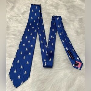 Seaward & Stearn London Nautical Blue Sailboat Tie Handmade England